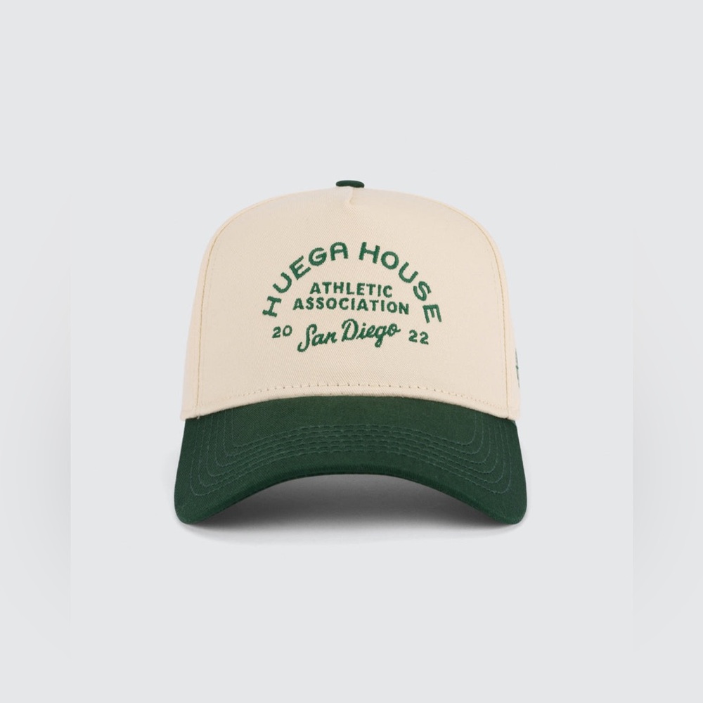 HUEGA HOUSE Athletic Association Hat – Green & Natural